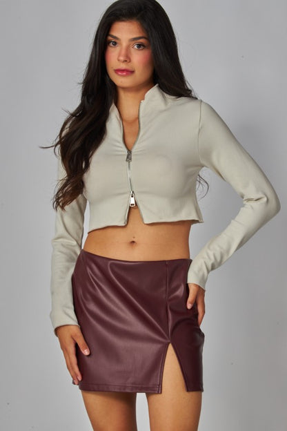 FAUX LEATHER MINI SKORT