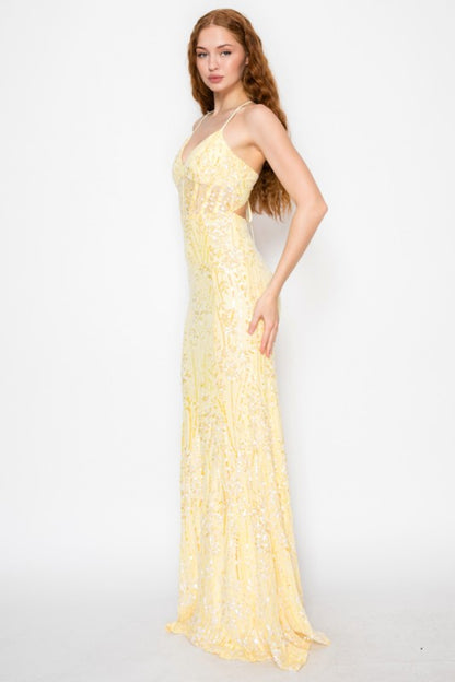 FLORAL SEQUIN MERMAID MAXI COCKTAIL DRESS