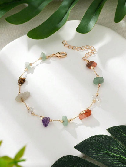 COLORFUL NATURAL STONE BEADED BRACELET