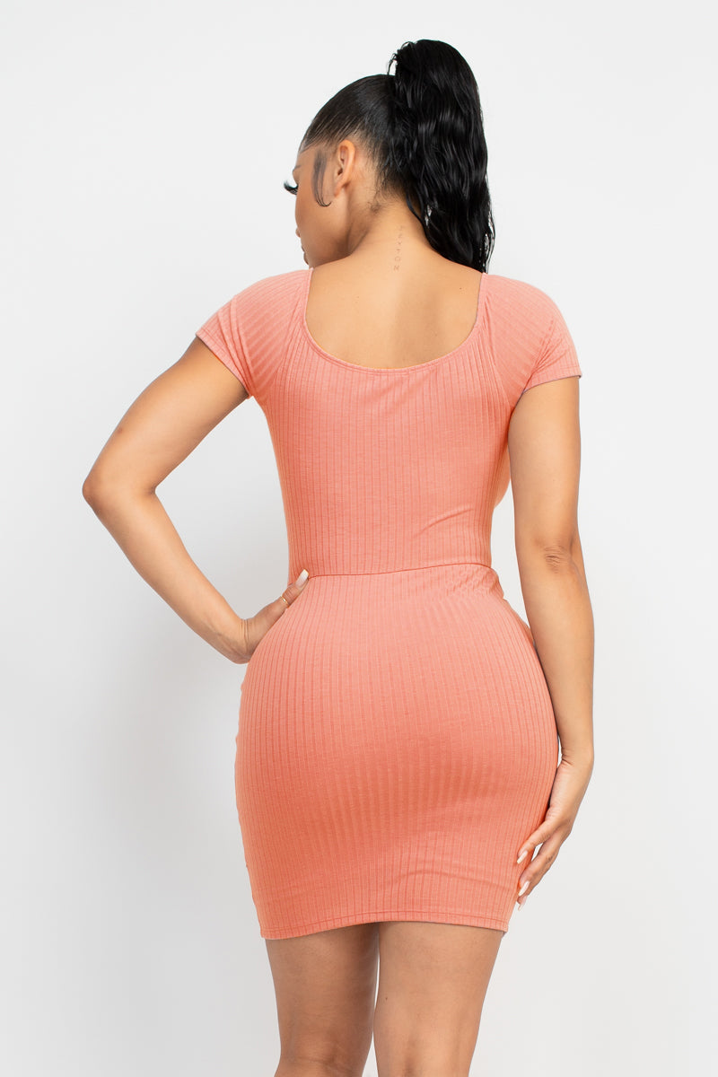 FRONT TOP RUCHED KNIT DRESS