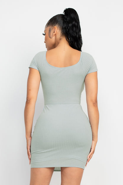 FRONT TOP RUCHED KNIT DRESS