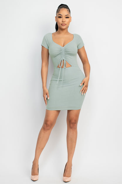 FRONT TOP RUCHED KNIT DRESS