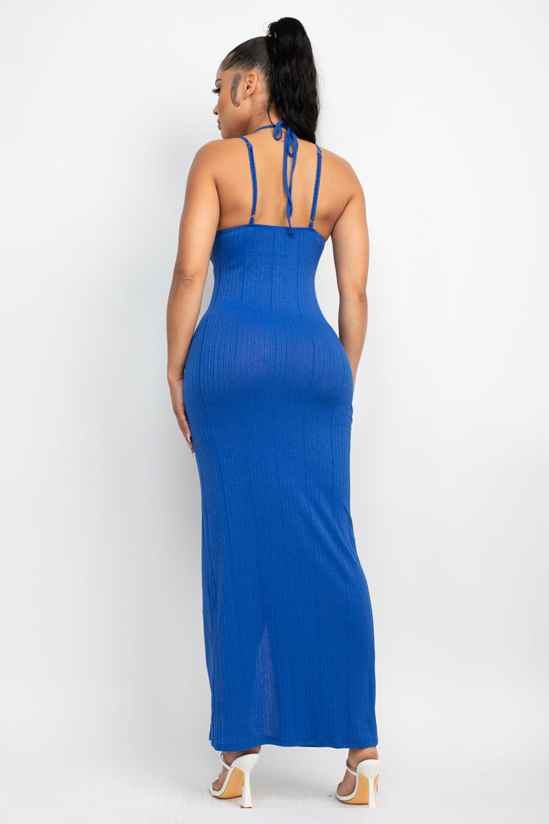 Halter Side Slit Maxi Dress