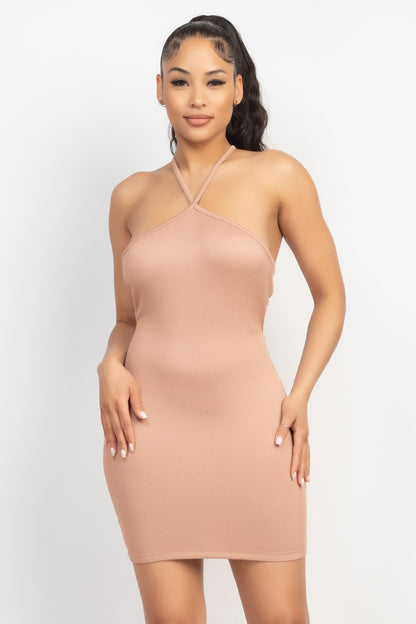 SEAMLESS RIB CUTOUT KNIT DRESS