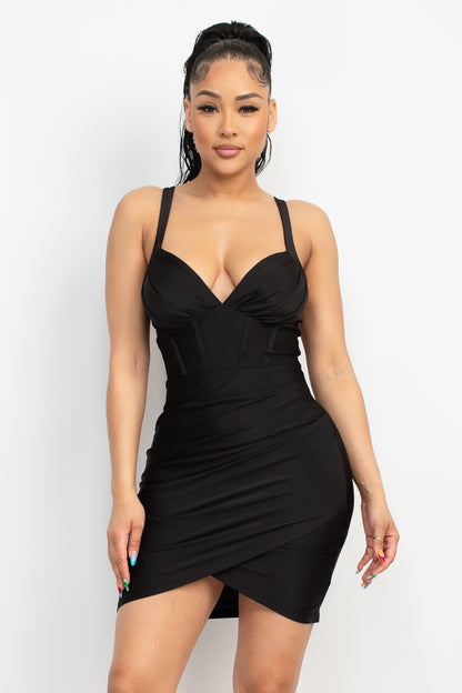 WRAP CAMI SEAMED Cocktail DRESS