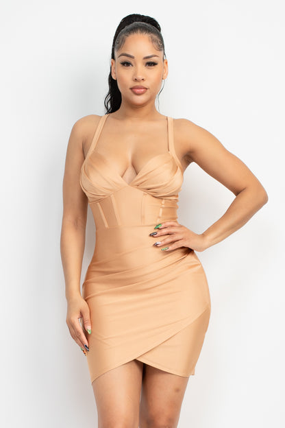 WRAP CAMI SEAMED Cocktail DRESS