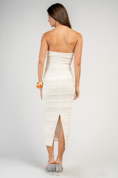 3D NOVELTY KNIT TUBE MIDI DRESS