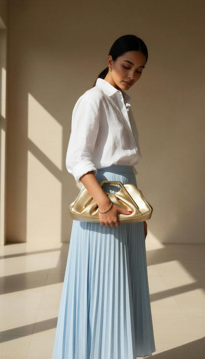 VINTAGE ASYMMETRICAL RUFFLE CLOUD CLUTCH BAG