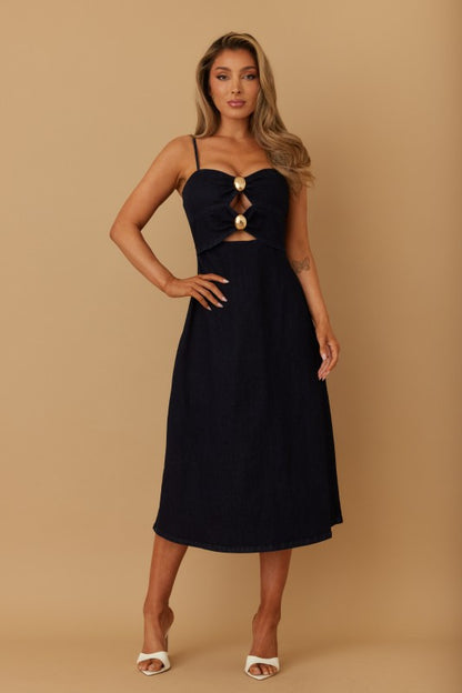 DENIM MEDI CASUAL DRESS