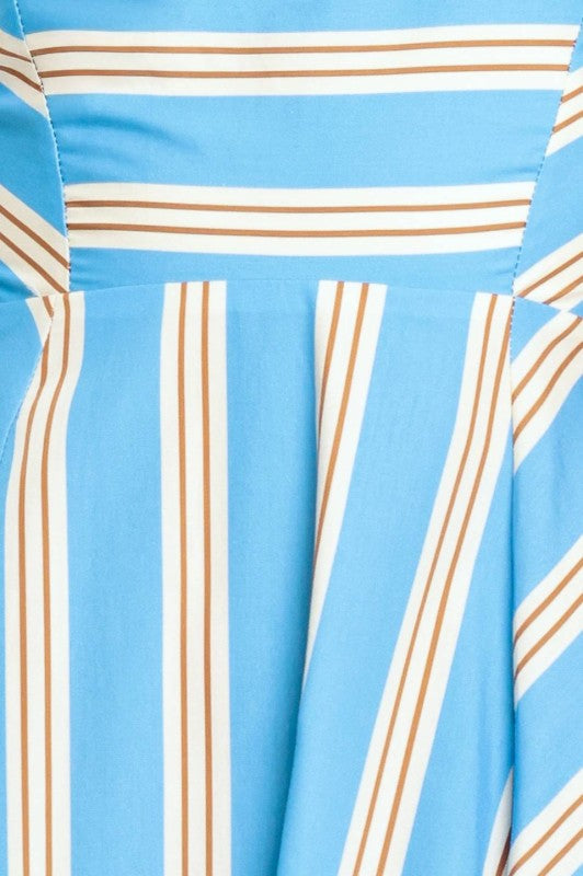 PRINTED WOVEN MIDI SUMMER DRESS WITH STRIPS