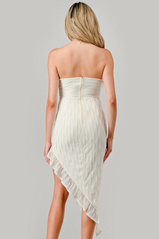 METALLIC TEXTURED ASYMMETRICAL PARTY DRESS