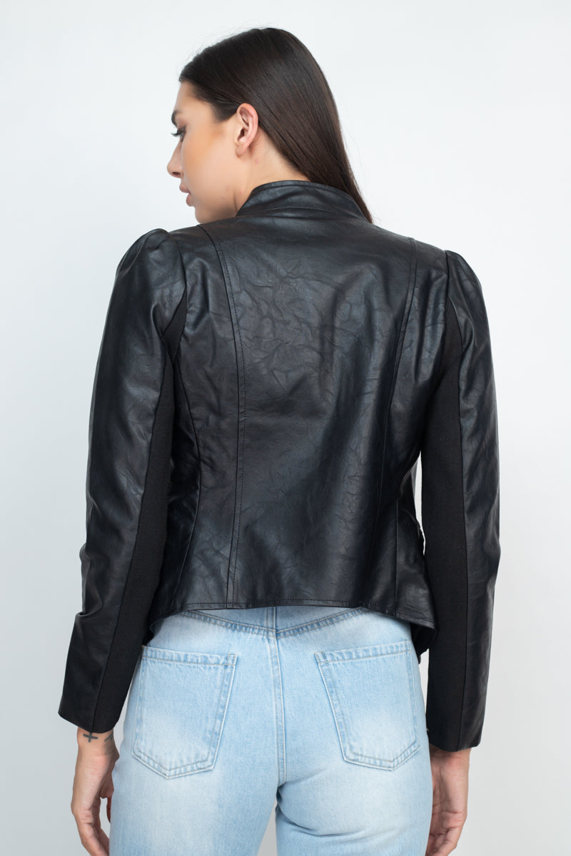 OPEN FLAP LEATHER JACKET