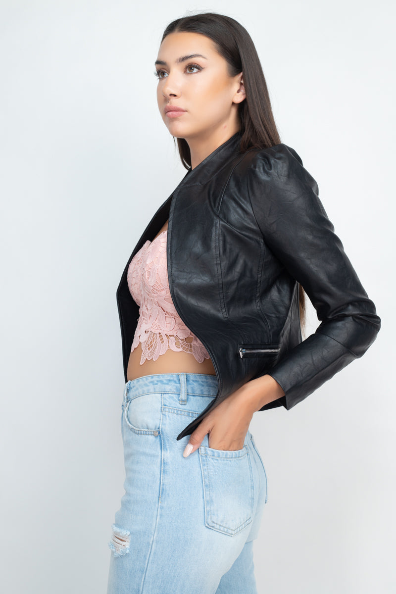 OPEN FLAP LEATHER JACKET