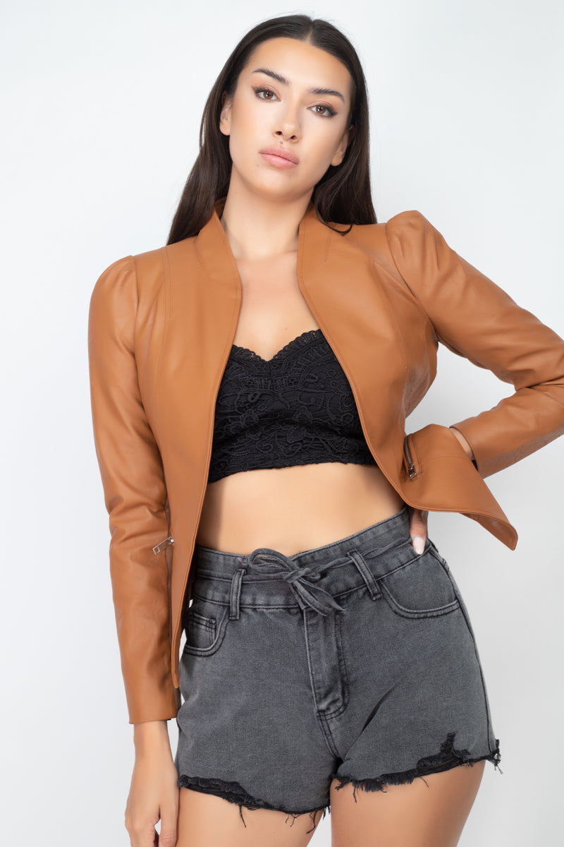 OPEN FLAP LEATHER JACKET