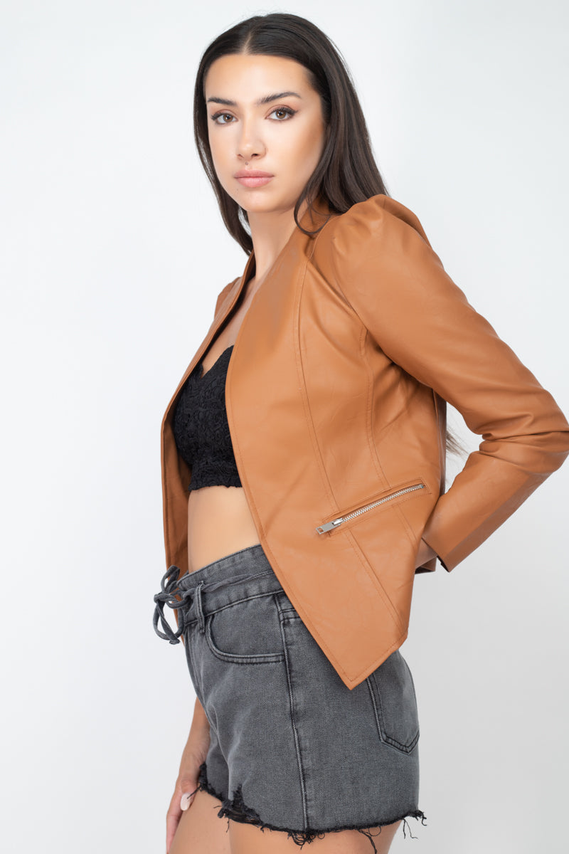 OPEN FLAP LEATHER JACKET