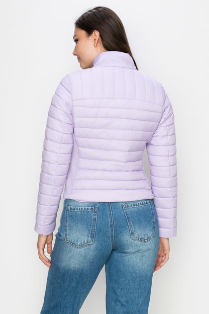 ZIP-UP FUNNEL NECK QUILTED JACKET