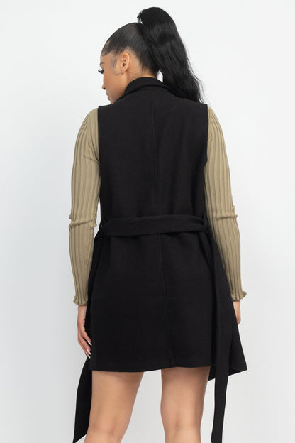 BELTED SLEEVLESS COAT