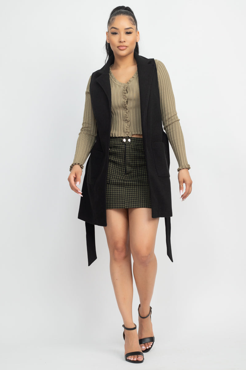 BELTED SLEEVLESS COAT