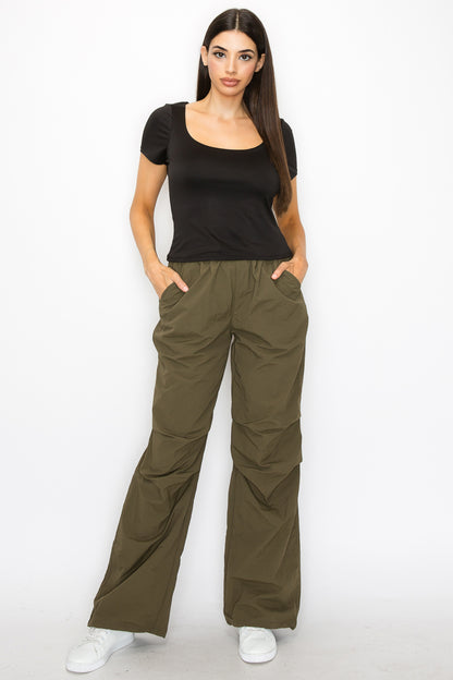 ELASTIC PARACHUTE SOLID PANTS