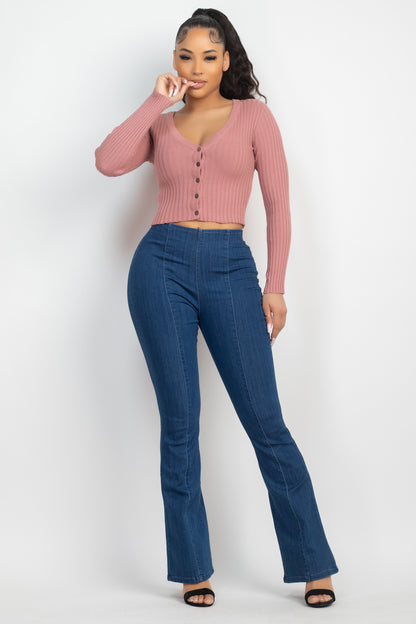 LONG SLEEVE BUTTON TOP