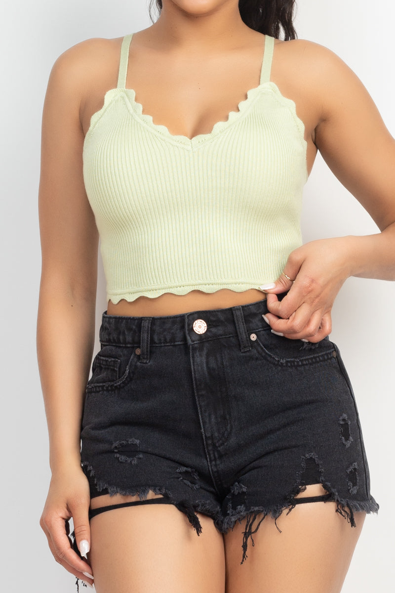 SCALLOPED RIB SLEEVLESS TOP