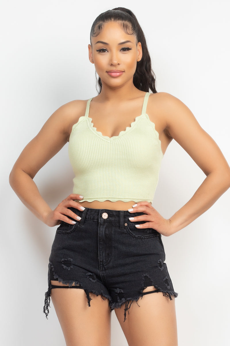 SCALLOPED RIB SLEEVLESS TOP