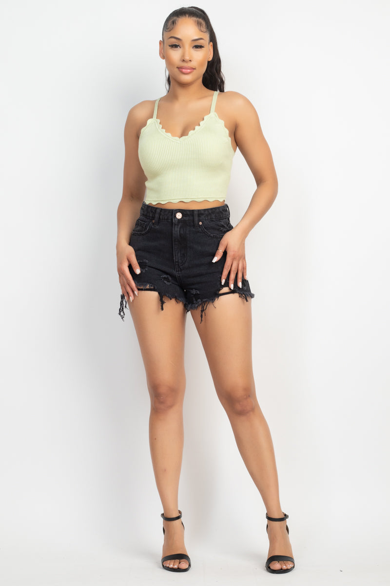 SCALLOPED RIB SLEEVLESS TOP