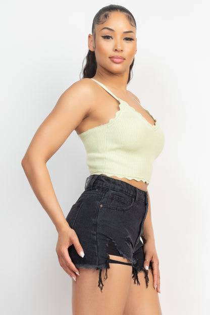 SCALLOPED RIB SLEEVLESS TOP