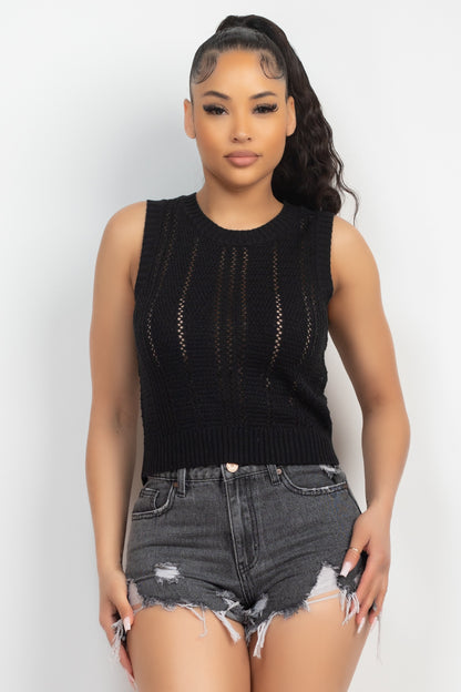 SOLID ROUND NECK BASIC SWEATER VES