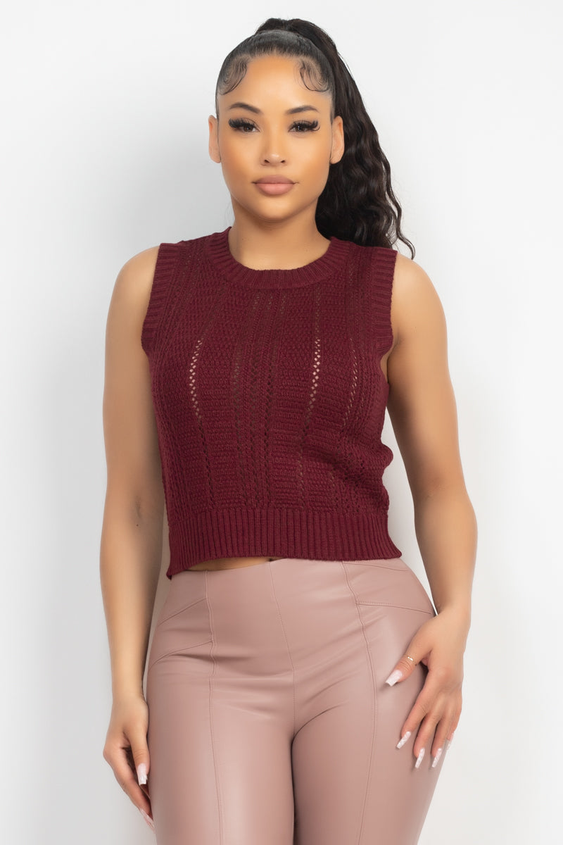 SOLID ROUND NECK BASIC SWEATER VES