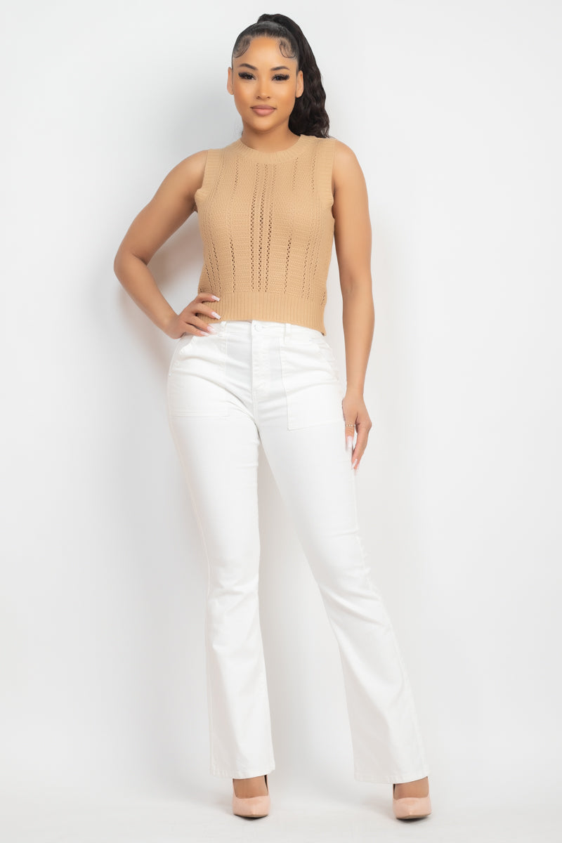 SOLID ROUND NECK BASIC SWEATER VES