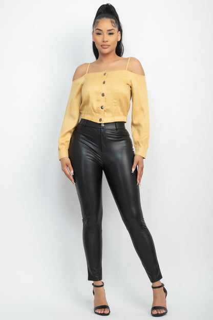 Cold Shoulder Button-Front Top