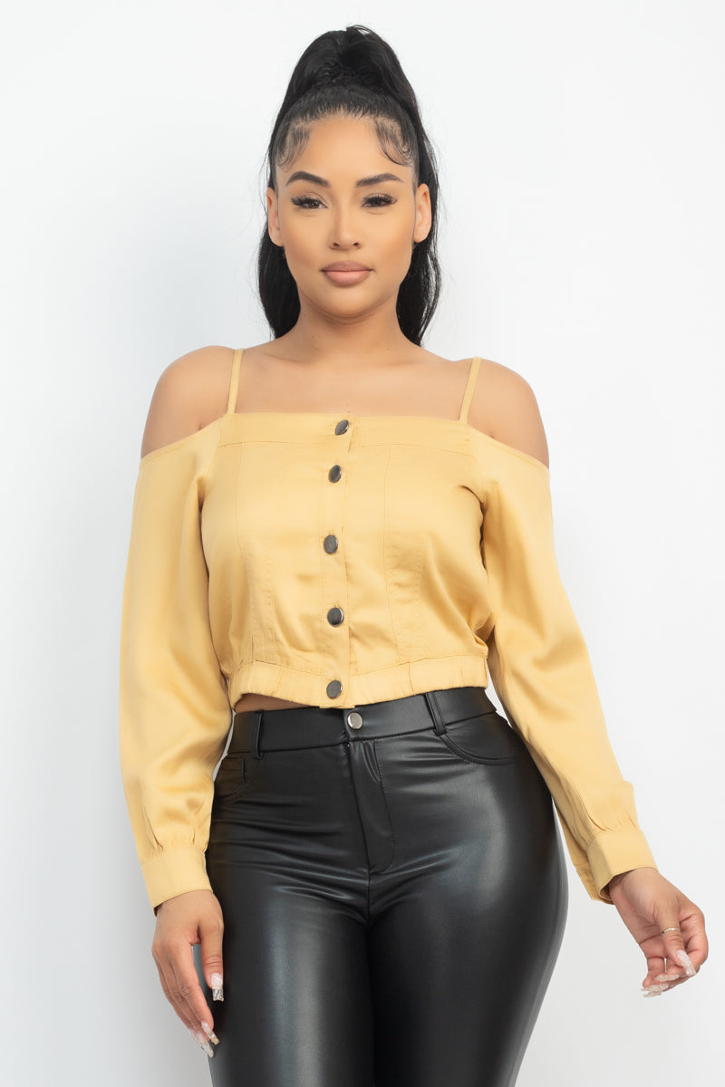 Cold Shoulder Button-Front Top