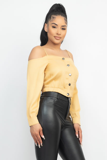 Cold Shoulder Button-Front Top