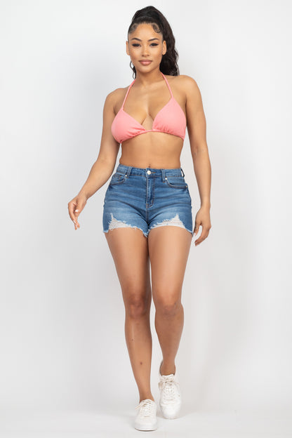 Ribbed Halter Bralette with Wrap Crop Top