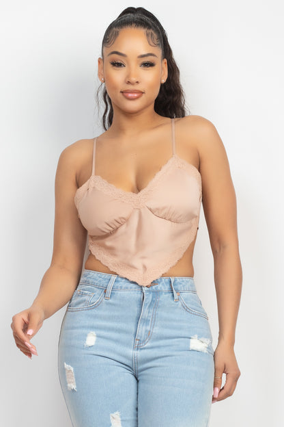 Lace Trim Asymmetrical Crop Top