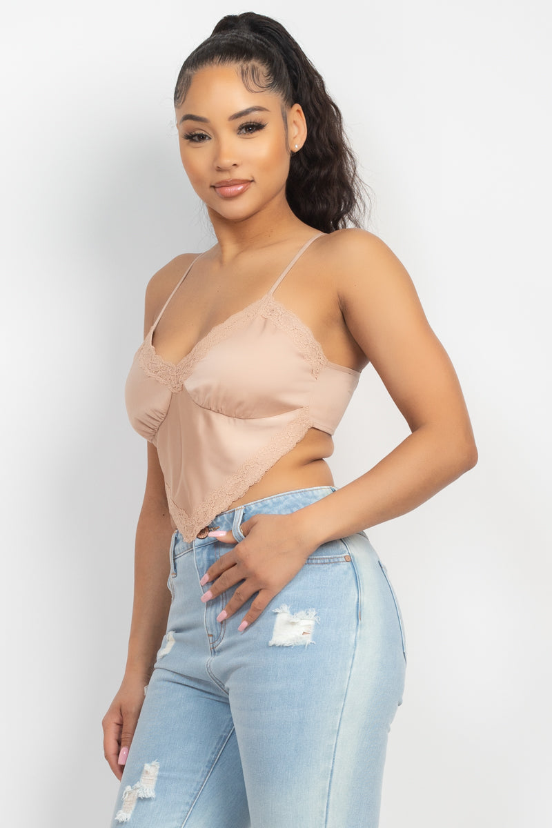 Lace Trim Asymmetrical Crop Top