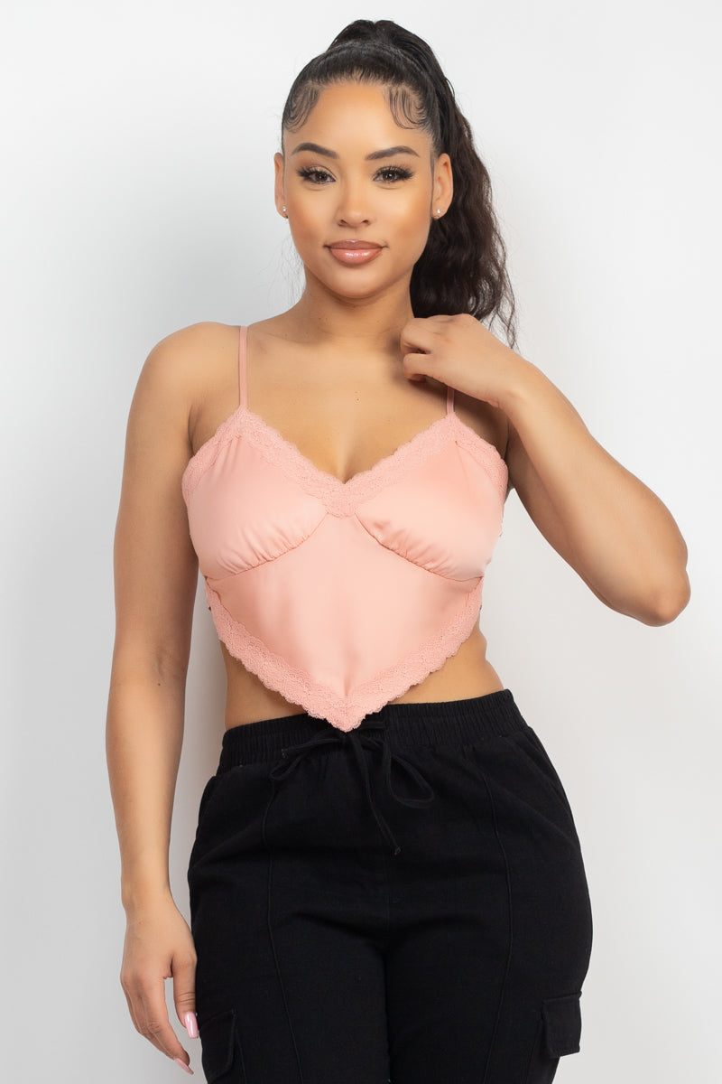 Lace Trim Asymmetrical Crop Top