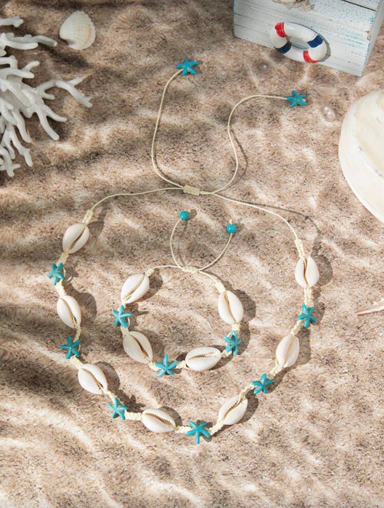 BOHEMIAN SEA SHELL NECKLACE AMD BRACELET SET