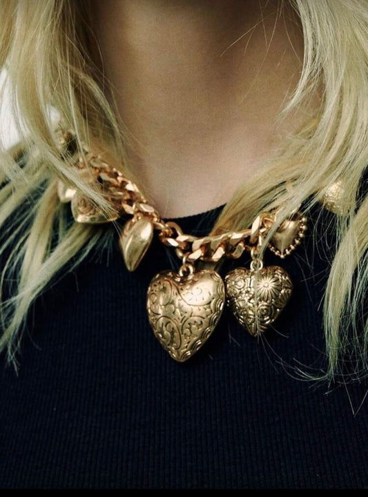 PUNK METAL HEART VINTAGE NECKLACE