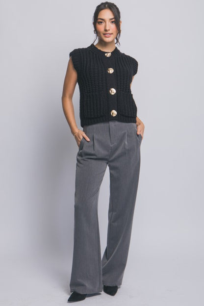 GOLD BUTTON DOWN KNIT VEST