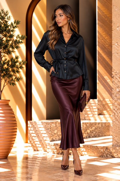 LONG SLEEVES SARIN BLOUSE WITH BELT