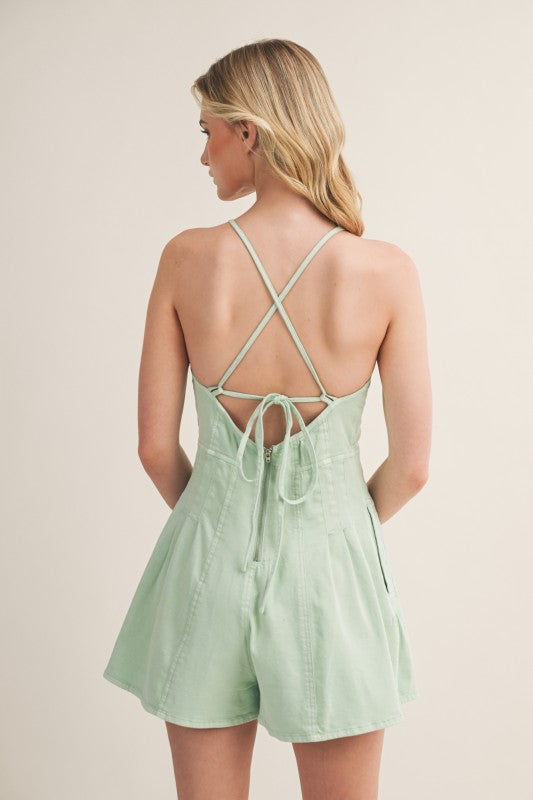 BACKLESS STRAPPY FLARE ROMPER