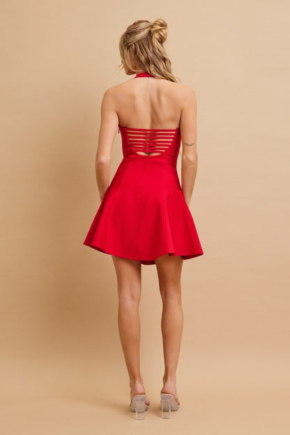 HALTER GLAMOUR BANDAGE MINI DRESS