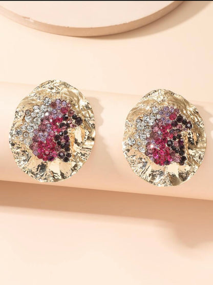 RHINESTONE TEXTURED STUDD EARRINGS