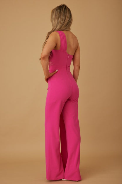ONE SHOULDER BELTED JUMPSUIT