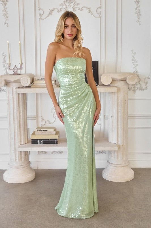 STRAPLESS SEQUIN MAXI COCKTAIL DRSS
