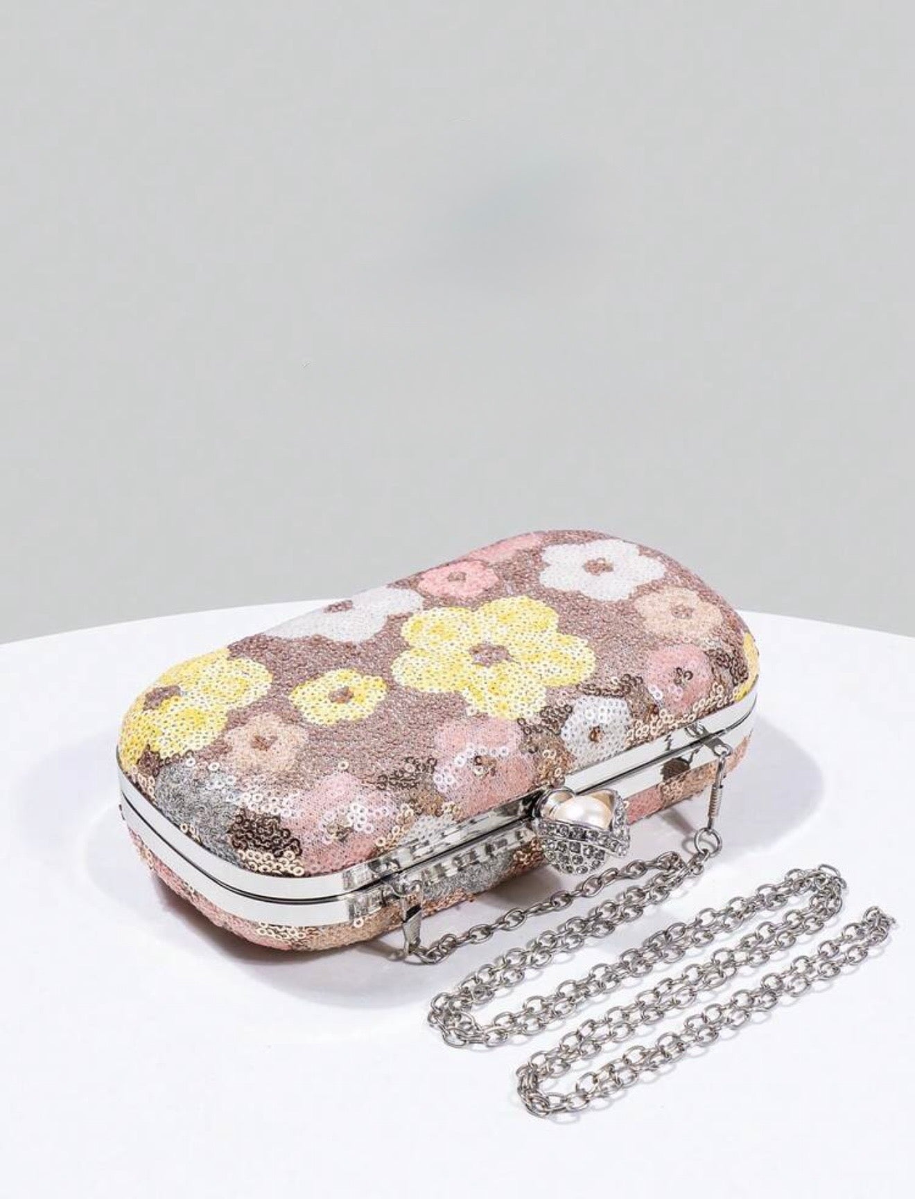 FLORAL SEQUIN EVENING CLUTCH BAG