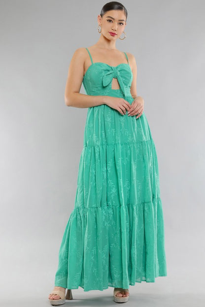 Spaghetti Front Tie Keyhole Maxi Dress