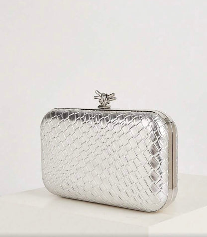 TEXTURED LEATHER EVENING CLUTH BAG